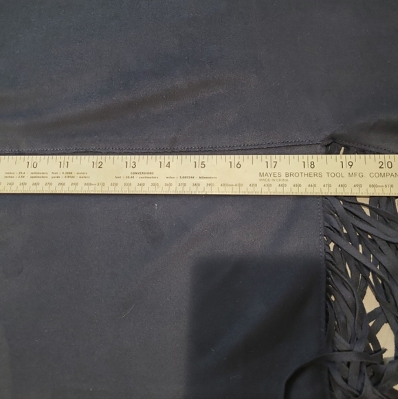 Zara Trafaluc Womens SZ Sm. BLUE suade Fringed cropped top w/back zipper. - Picture 8 of 9